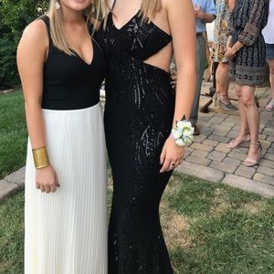 Open back black sequins cut out back dress